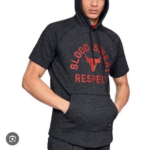 Under Armour Project Rock Blood Sweat Respect Short Sleeve Hoodie. Size M - Picture 13 of 13